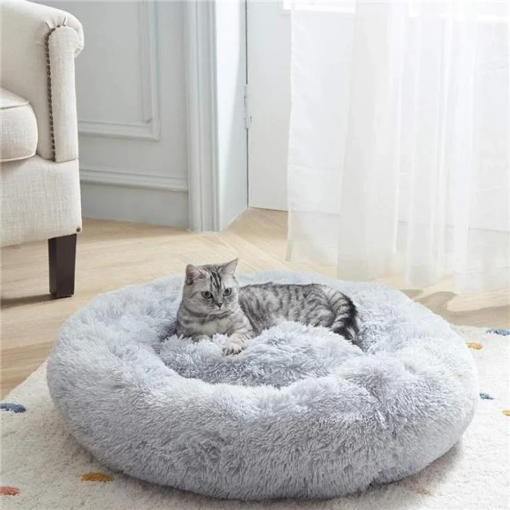 Home Soft Plush Round Pet Bed for Cats Or Small Dogs Cat Bed Self Warming Autumn